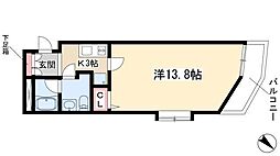 エスポアール光洋 1Kの間取図画像