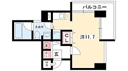 第13フクマルビル ワンルームの間取図画像