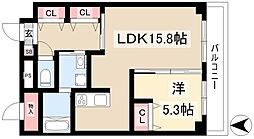 大嶽ビルLiberte鶴舞 1LDKの間取図画像