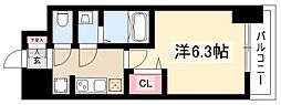 ディアレイシャス名古屋太閤通2 1Kの間取図画像