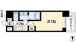 オーキッドレジデンス鶴舞 1Kの間取図画像
