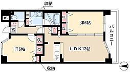ヴィラエーデル大須 2LDKの間取図画像