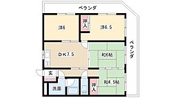 伊勢山ハイツ 4DKの間取図画像