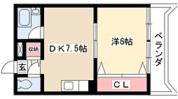 第3宮地マンション記念橋第三ミヤチビルディング 1DKの間取図画像