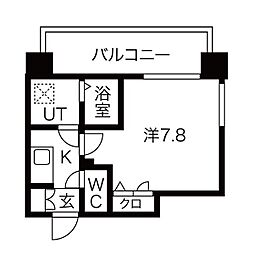 メイクス矢場町2 1Kの間取図画像