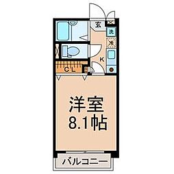 リバーサイドタカセ 1Kの間取図画像