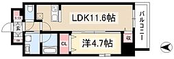 プレイス白壁 1LDKの間取図画像