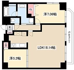 KDX泉レジデンス 2LDKの間取図画像