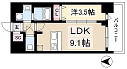 プレサンス葵デュリス 1LDKの間取図画像