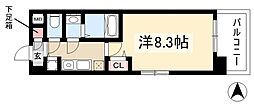 秀明館 1Kの間取図画像