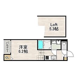 ハーモニーテラス切戸町3 1Kの間取図画像