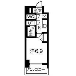 メイクスアート太閤通 1Kの間取図画像