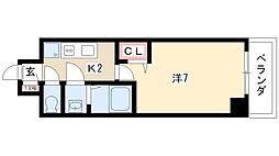 クラシタイヤー新栄 1Kの間取図画像