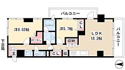 アーレックス丸の内 2LDKの間取図画像