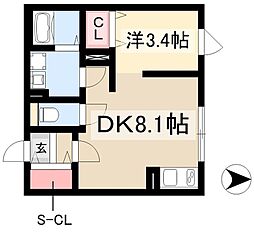 GVIVRE東別院 ワンルームの間取図画像