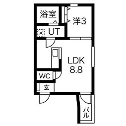 カグラグレイス 1LDKの間取図画像