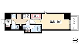 スリーアイランドタワー千種 1Kの間取図画像