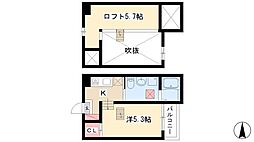プラウド五番町 1Kの間取図画像