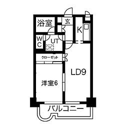 錦ハーモニー 1LDKの間取図画像