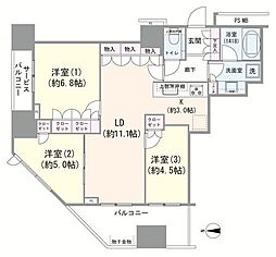 アトラスブランズタワー三河島 3LDKの間取図画像