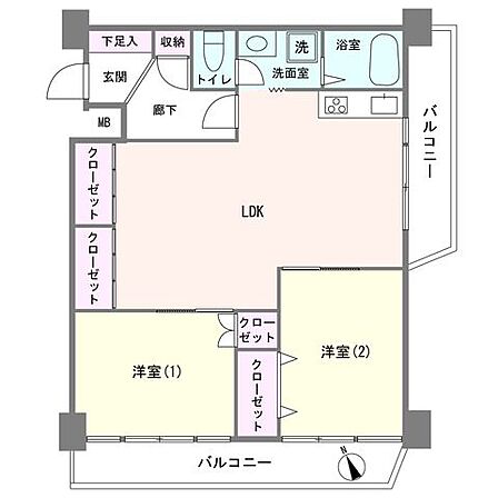 2LDK 間取り