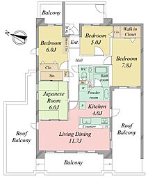 グラン・コート大蒲 4LDKの間取図画像
