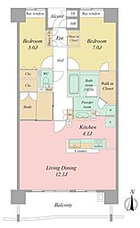 ル・シェモア神立 2SLDKの間取図画像