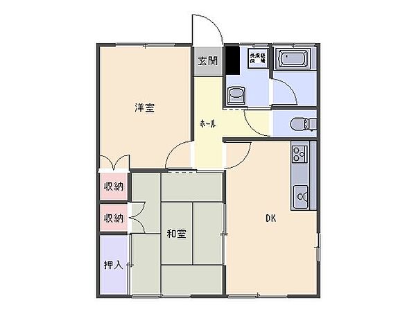 住吉ハイツ5号棟 B-2｜群馬県太田市藤阿久町(賃貸アパート2DK・2階・43.37㎡)の写真 その2