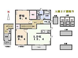 レジデンス　クロルセ　A 2階2LDKの間取り