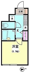 ROWHOUSE南蒲田 1Kの間取図画像