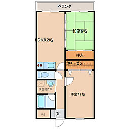 みどり荘 2LDKの間取図画像