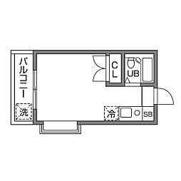 フラットヨシダ ワンルームの間取図画像