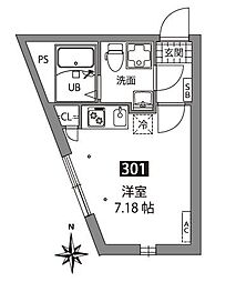 アザレア板橋(旧(仮称)板橋1丁目PJ共同住宅) ワンルームの間取図画像