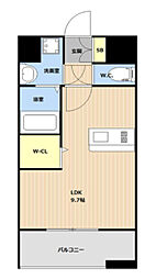 LIBTH博多駅南IV 6階ワンルームの間取り