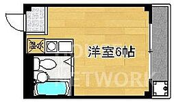 フレンドリー二条 3階1Kの間取り