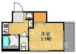 京福電気鉄道北野線 北野白梅町駅 徒歩13分の賃貸マンション 5階1Kの間取り