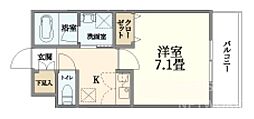 ウェルスクエア京都大宮仏光寺通 1Kの間取図画像