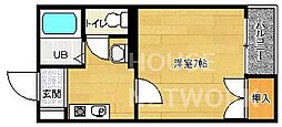 ヴァン四条大宮 1Kの間取図画像
