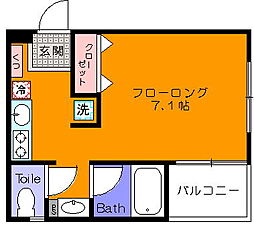 オーキッドハウス ワンルームの間取図画像