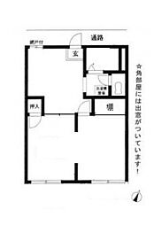 フラット中央 ワンルームの間取図画像