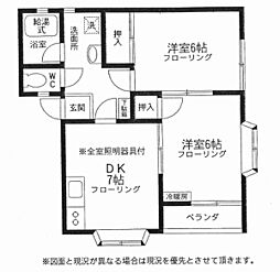 ドルム小渕 2DKの間取図画像