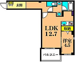 JR京浜東北・根岸線 大井町駅 徒歩11分の賃貸マンション 2階1LDKの間取り