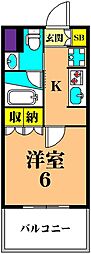 ASYLCOURT東大井 1Kの間取図画像
