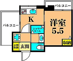 相角・第二マンション 1Kの間取図画像