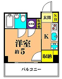 シティハイツ大井町 ワンルームの間取図画像