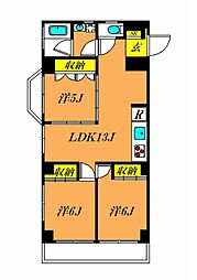 山王サクラマンション 3LDKの間取図画像