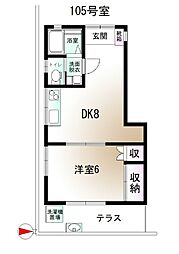ハイムピーコック 1DKの間取図画像