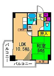 フォンテーヌ西蒲田 1LDKの間取図画像