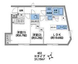 ルネッサンスコート平和島フォレストパーク 2LDKの間取図画像