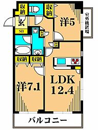 ヒルレジデンス大崎 2LDKの間取図画像